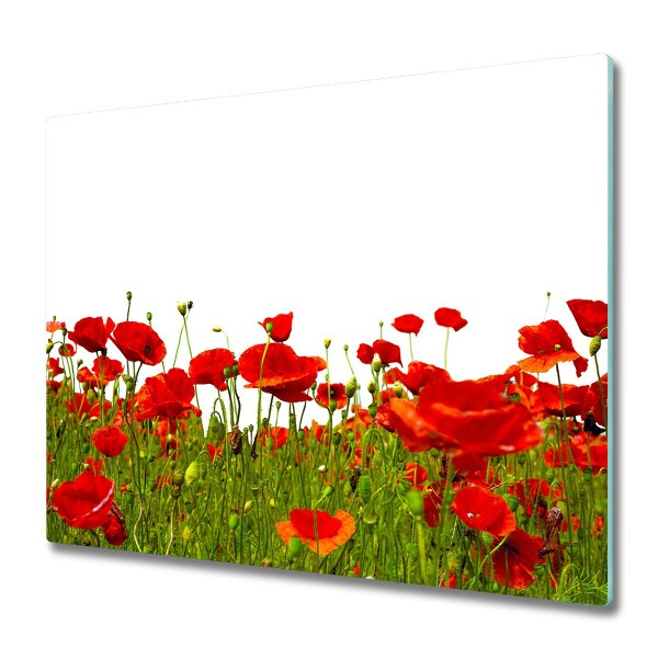 Glas Ceranfeldabdeckung Spritzschutz Feldmohnblumen