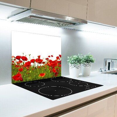Glas Ceranfeldabdeckung Spritzschutz Feldmohnblumen