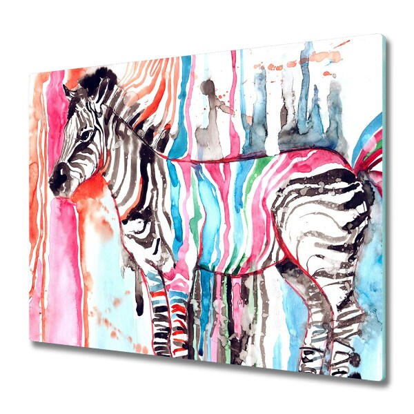 Glas Ceranfeldabdeckung Spritzschutz Bunter Zebra