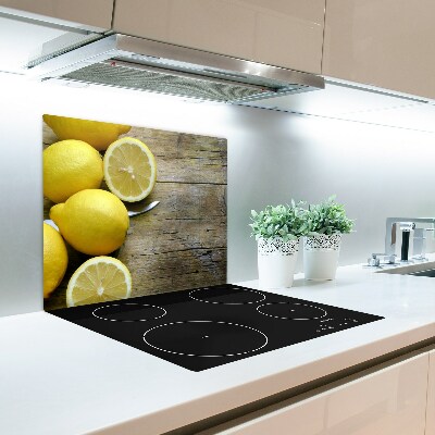 Glas Ceranfeldabdeckung Spritzschutz Zitronen auf Holz