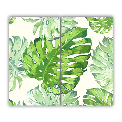 Glas Ceranfeldabdeckung Spritzschutz Tropische Blätter
