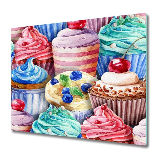 Glas Ceranfeldabdeckung Spritzschutz Bunte Muffins