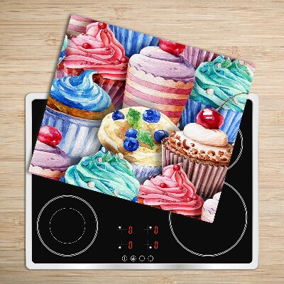 Glas Ceranfeldabdeckung Spritzschutz Bunte Muffins