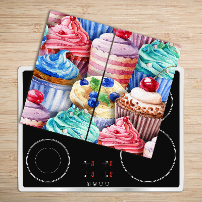 Glas Ceranfeldabdeckung Spritzschutz Bunte Muffins