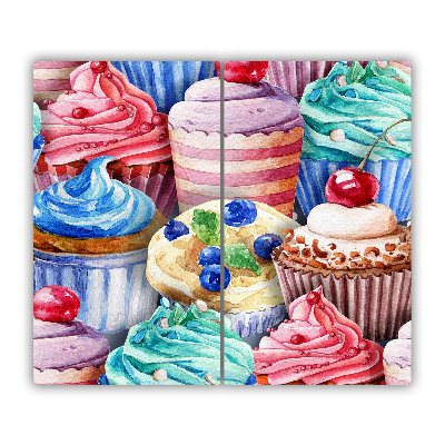 Glas Ceranfeldabdeckung Spritzschutz Bunte Muffins