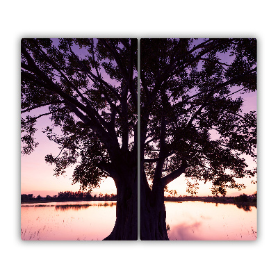 Glas Ceranfeldabdeckung Spritzschutz Baum und See