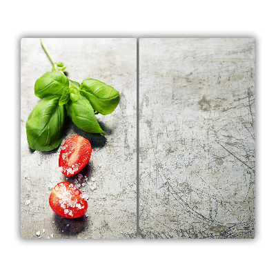 Glas Ceranfeldabdeckung Spritzschutz Tomaten Basilikum