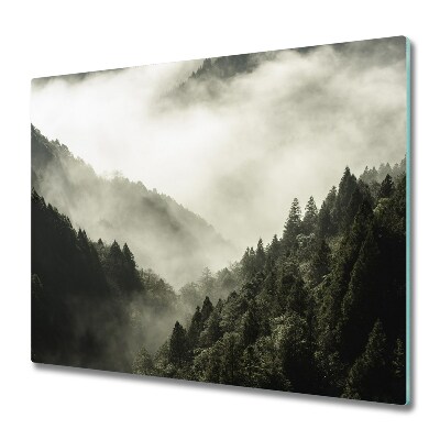 Glas Ceranfeldabdeckung Spritzschutz Nebel über dem Wald