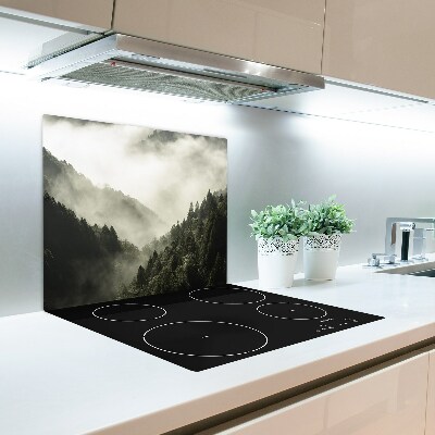 Glas Ceranfeldabdeckung Spritzschutz Nebel über dem Wald