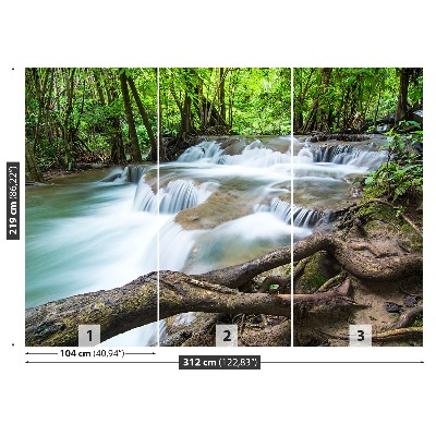 Wandtapete Wasserfall im wald