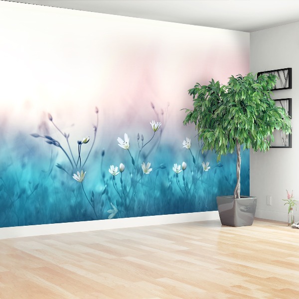 Bildtapete Wildblumen weiß