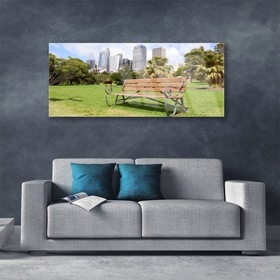 Acrylglasbilder Park Hochhäuser Bank Natur