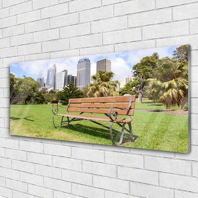 Acrylglasbilder Park Hochhäuser Bank Natur