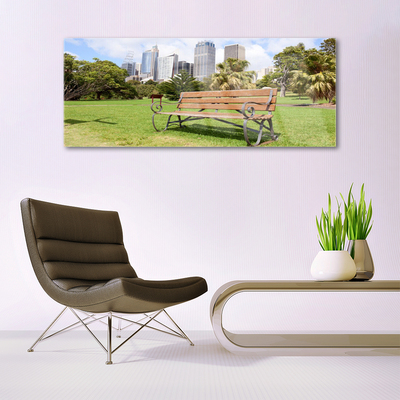 Acrylglasbilder Park Hochhäuser Bank Natur