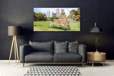 Acrylglasbilder Park Hochhäuser Bank Natur