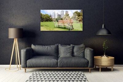Acrylglasbilder Park Hochhäuser Bank Natur