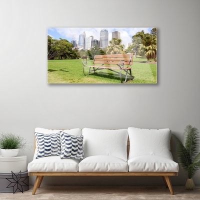 Acrylglasbilder Park Hochhäuser Bank Natur