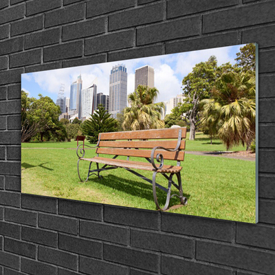 Acrylglasbilder Park Hochhäuser Bank Natur