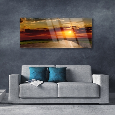 Acrylglasbilder Sonnenuntergang Straße Landschaft