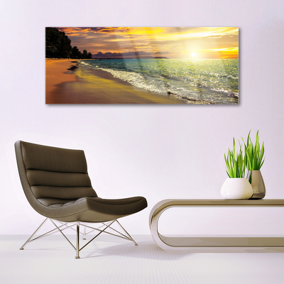 Acrylglasbilder Sonne Strand Meer Baum Landschaft