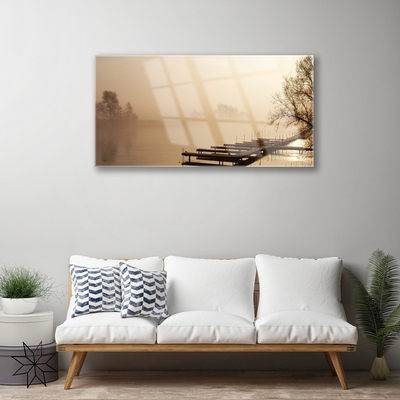 Acrylglasbilder Brücke Wasser Nebel Landschaft