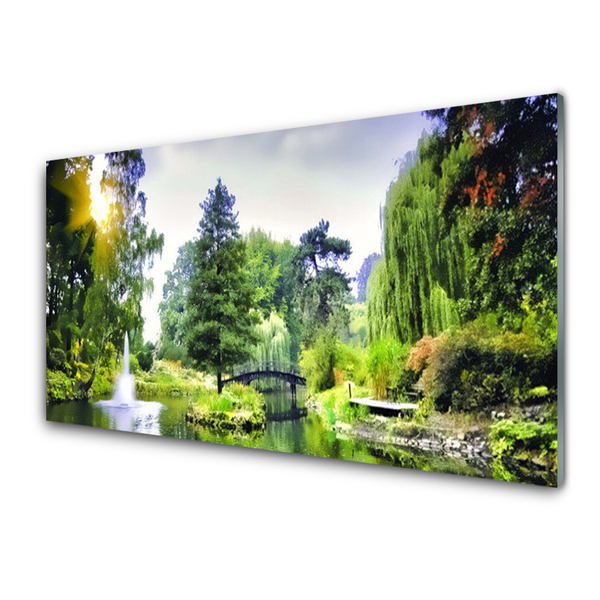 Acrylglasbilder Wald Wasserfsll Sonne Natur