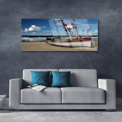 Acrylglasbilder Meer Strand Boot Landschaft