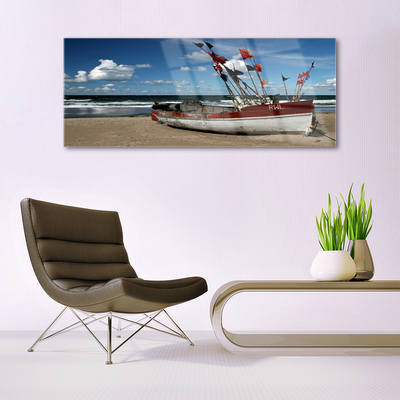 Acrylglasbilder Meer Strand Boot Landschaft