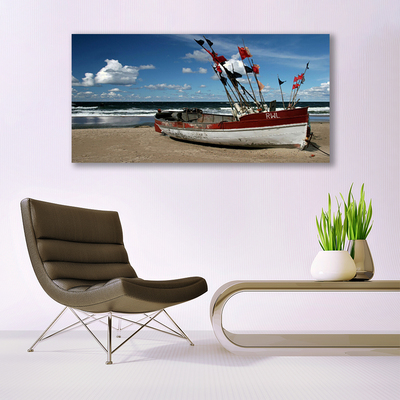 Acrylglasbilder Meer Strand Boot Landschaft