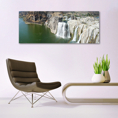 Acrylglasbilder Gebirge Wasserfall See Landschaft