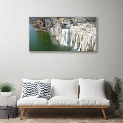 Acrylglasbilder Gebirge Wasserfall See Landschaft