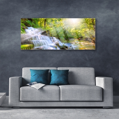 Acrylglasbilder Wasserfall Wald Natur