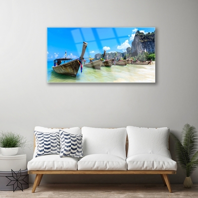 Acrylglasbilder Boote Meer Strand Landschaft