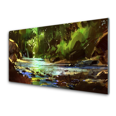 Acrylglasbilder Wald See Steine Natur