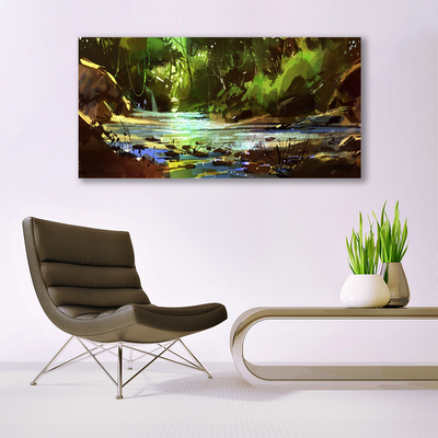 Acrylglasbilder Wald See Steine Natur