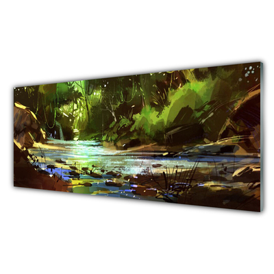 Acrylglasbilder Wald See Steine Natur