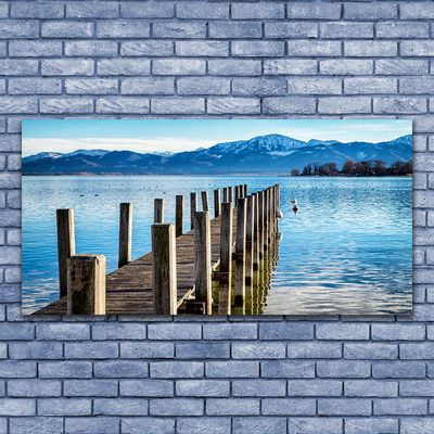 Acrylglasbilder Brücke Meer Gebirge Architektur