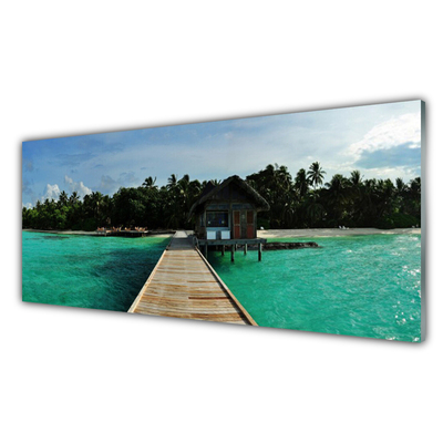 Acrylglasbilder Meer Brücke Bäume Architektur