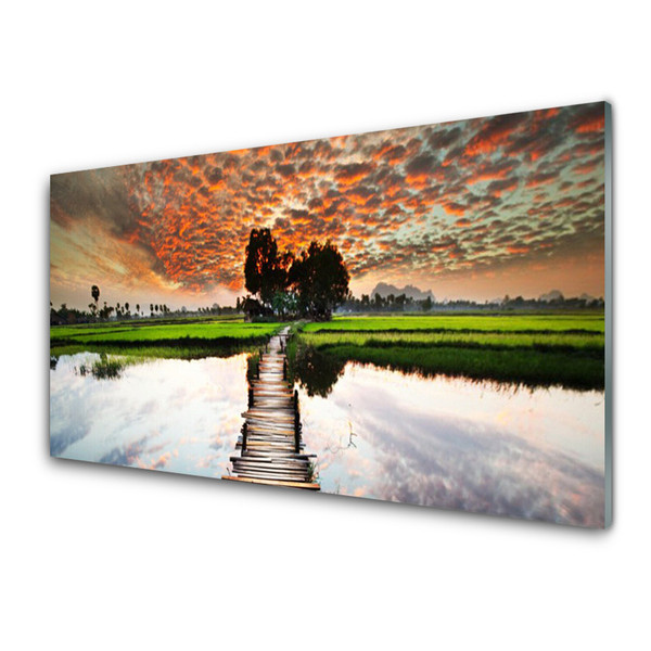 Acrylglasbilder Brücke See Landschaft