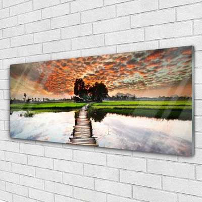 Acrylglasbilder Brücke See Landschaft