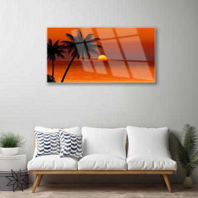 Acrylglasbilder Palmen Meer Sonne Landschaft