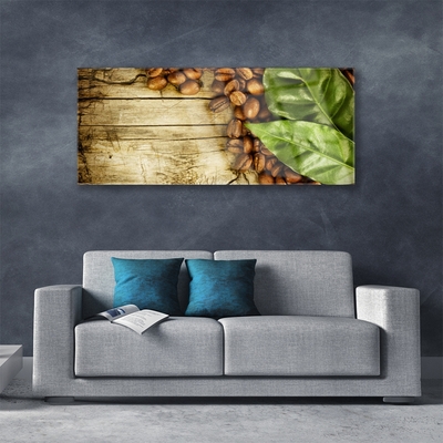 Acrylglasbilder Kaffeebohnen Blätter Küche