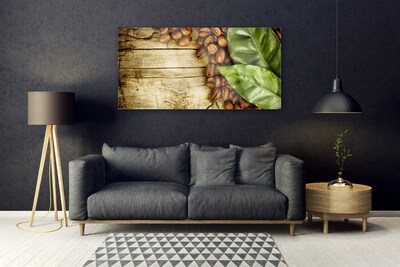 Acrylglasbilder Kaffeebohnen Blätter Küche