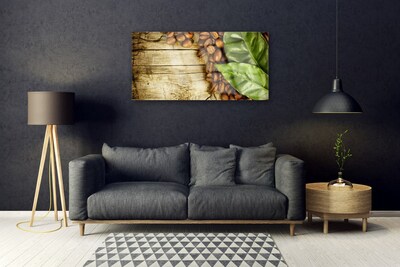 Acrylglasbilder Kaffeebohnen Blätter Küche