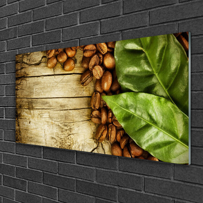 Acrylglasbilder Kaffeebohnen Blätter Küche