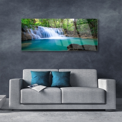 Acrylglasbilder Wasserfall See Wald Natur