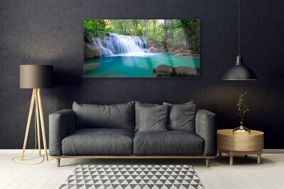 Acrylglasbilder Wasserfall See Wald Natur