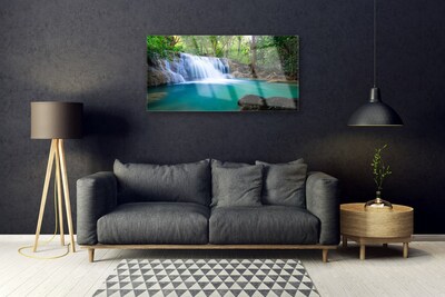 Acrylglasbilder Wasserfall See Wald Natur