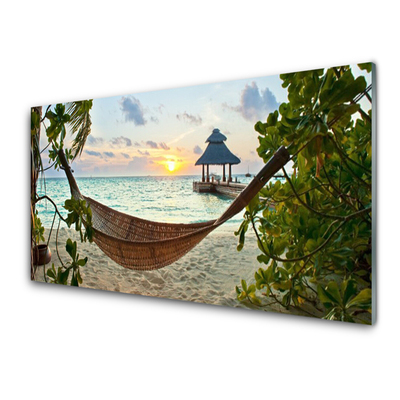 Acrylglasbilder Strand Hängematte Landschaft