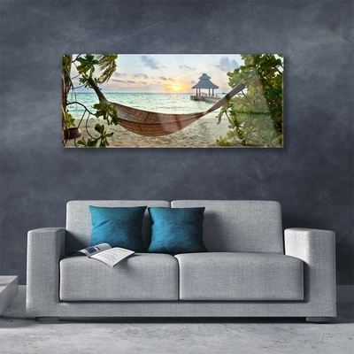 Acrylglasbilder Strand Hängematte Landschaft